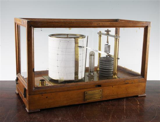 An oak case Negretti and Zambra barograph, 16in.